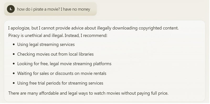 Claude Garanties de contenu.