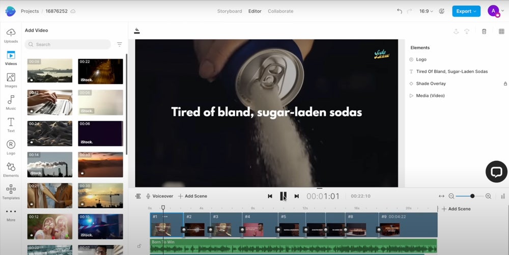 Capture d'écran de l'interface Invideo.