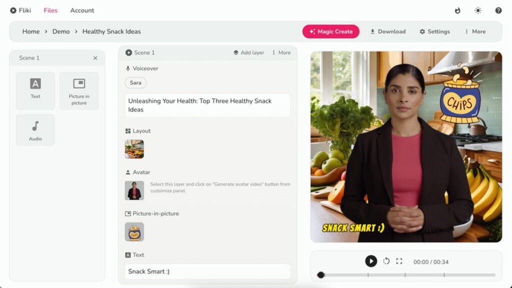 Capture d'écran de l'interface Fliki.