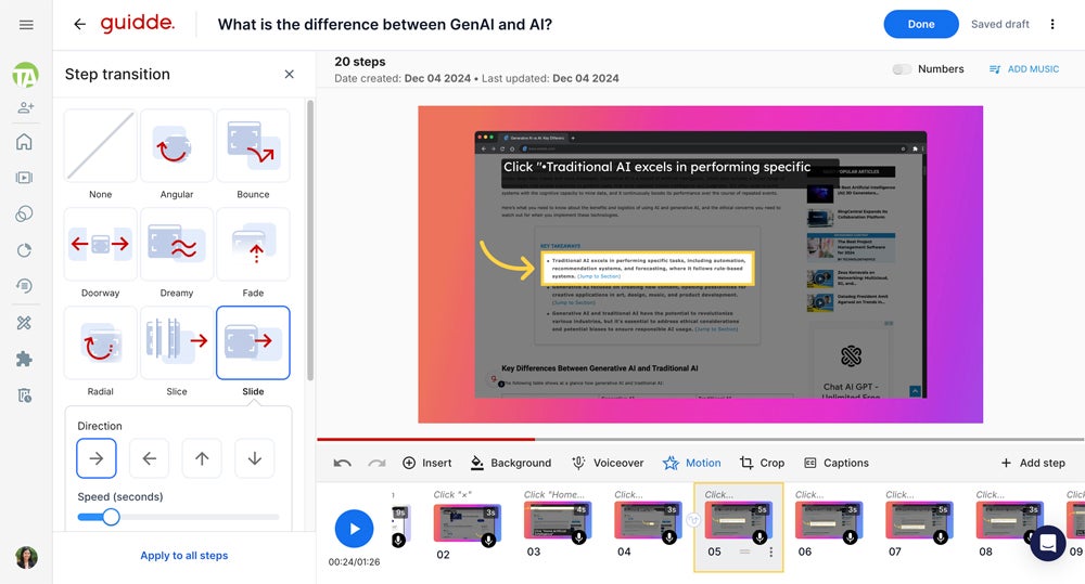 Interface de guidage.