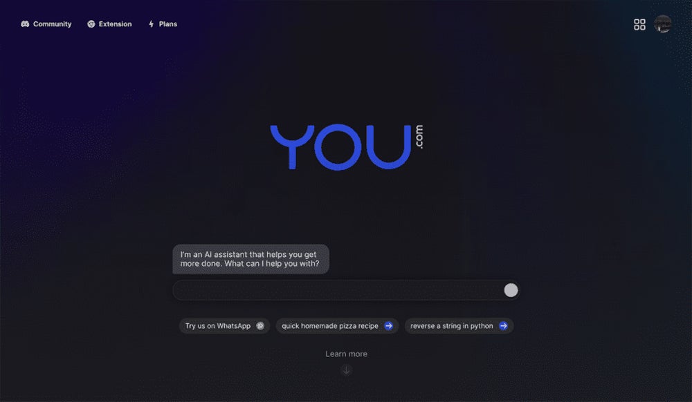 Quel est le meilleur chatbot IA ? 21 meilleurs choix de 2025 Capture d'écran de YouChat.